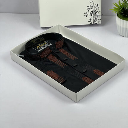 Premium Embroidery & Sequence Panjabi Black Color
